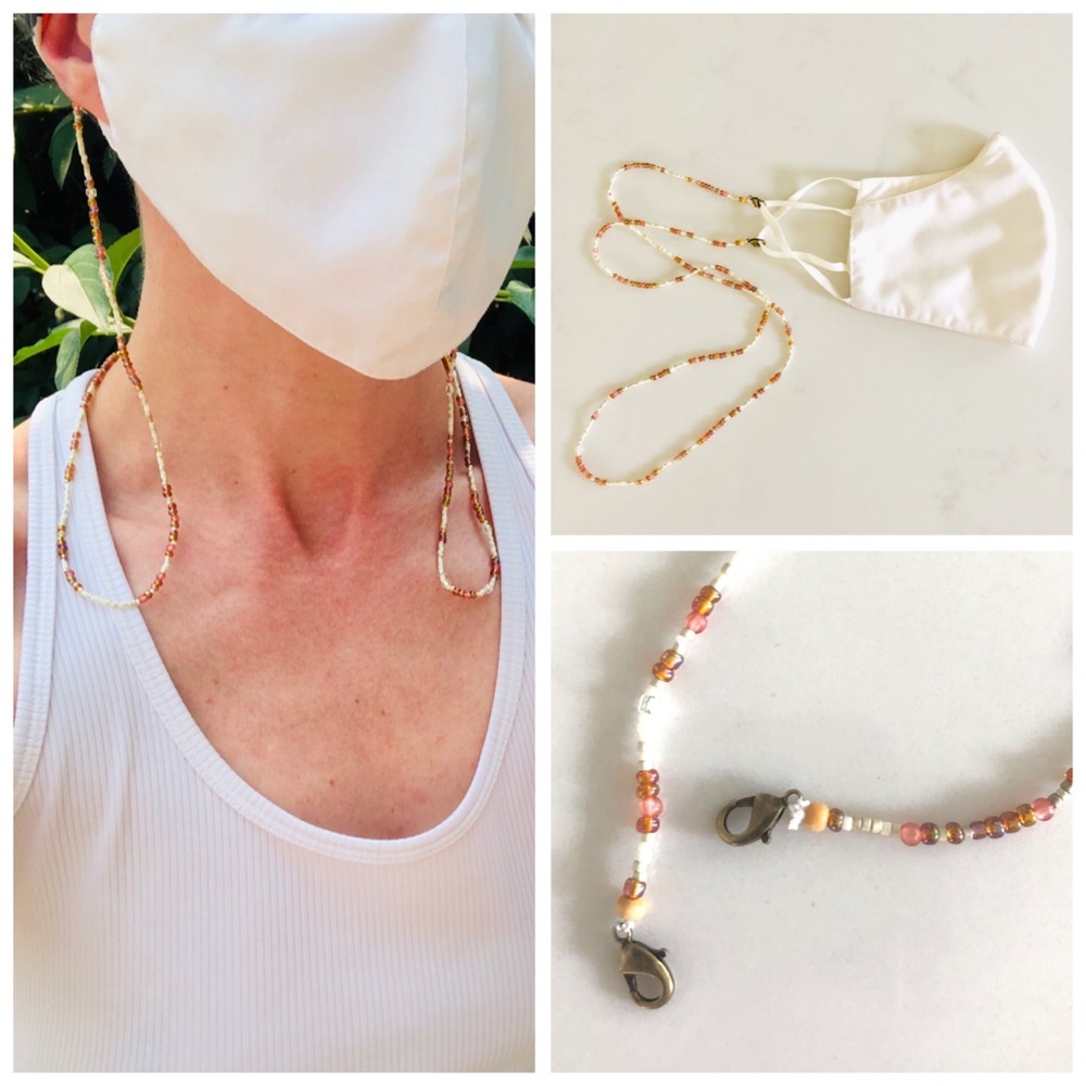 Hand Beaded Delicate Face Mask Chain Bead Necklace - Picture 6 of 13